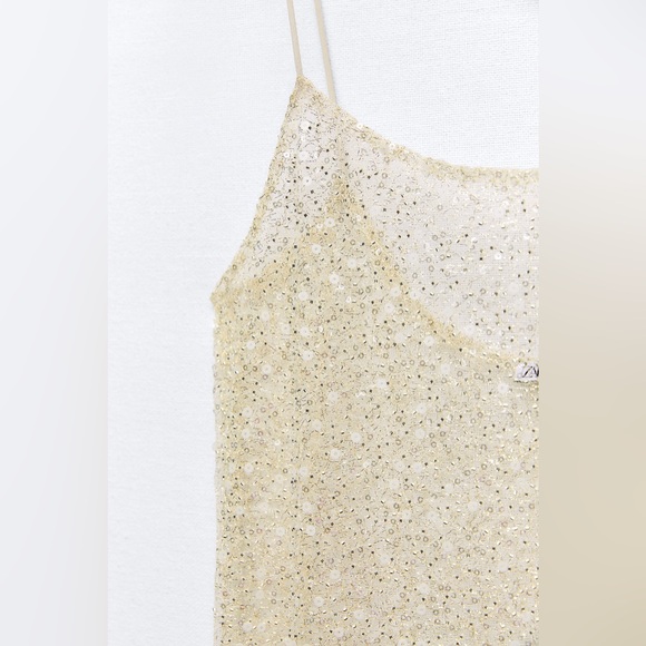 ZARA ~ BEADED SEQUIN FITTED DRESS - Picture 9 of 15